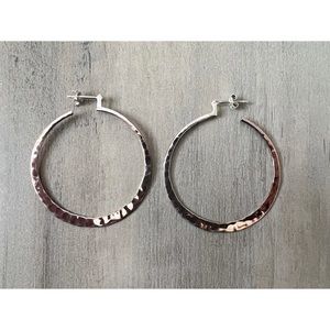 Hammered Sterling Silver Hoop Earrings